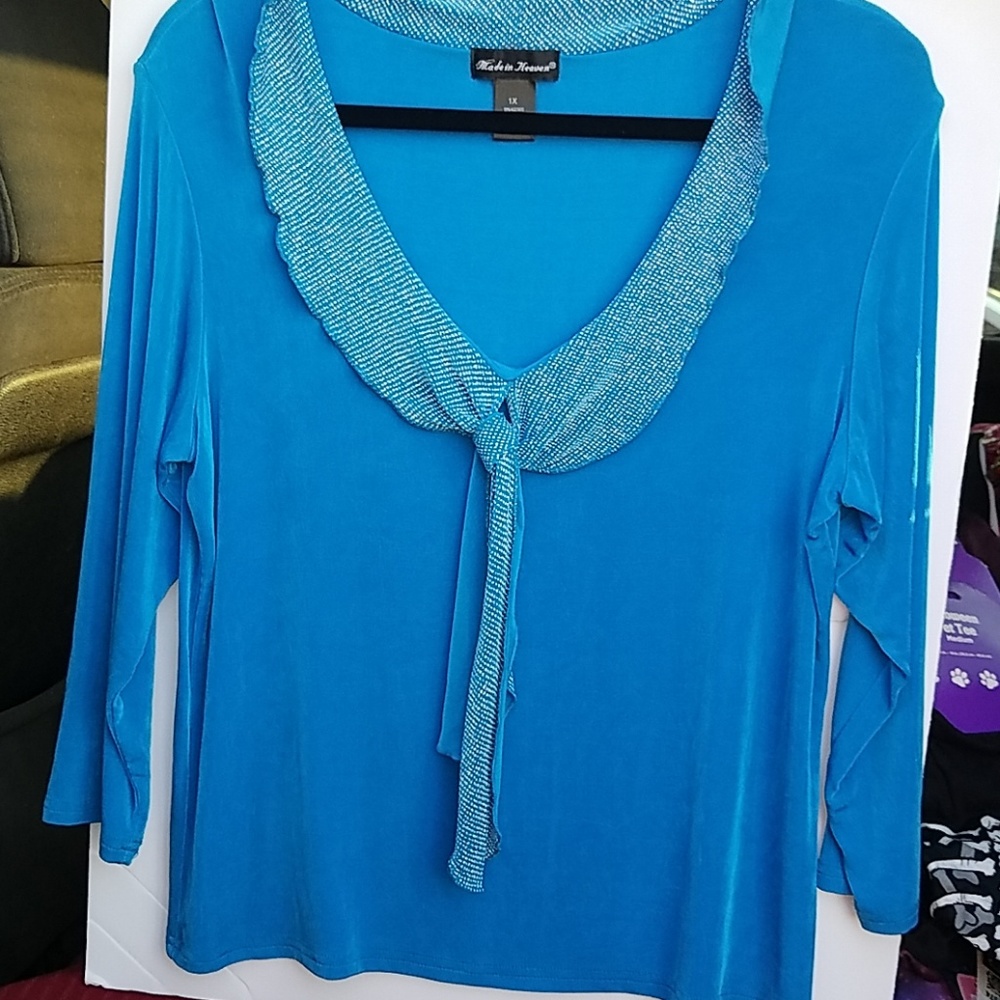 Made in heaven blue blouse size 1X